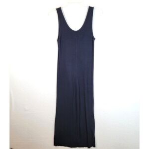 Enza Costa Womens Ribbed Knit Tank Midi Dress Black Viscose Silk Size Large